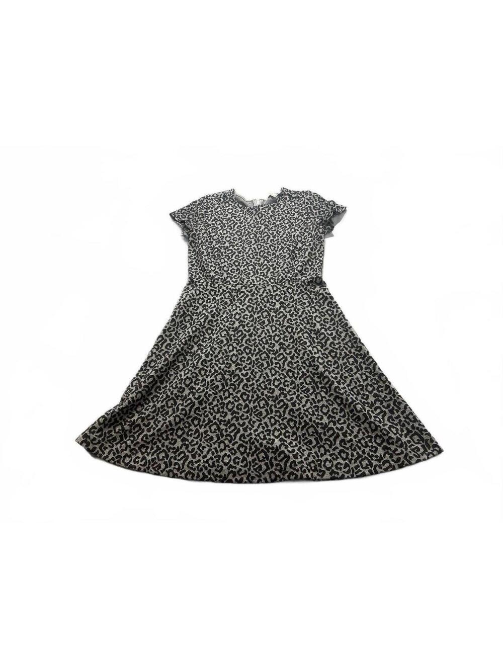 LOFT Women's Size 6 Gray and Black Leopard Print Dress